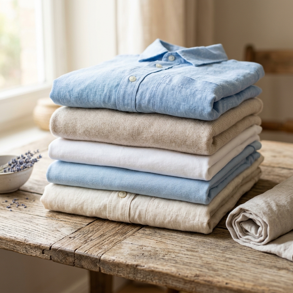 Premium Fresh Cleaned Clothes Stack